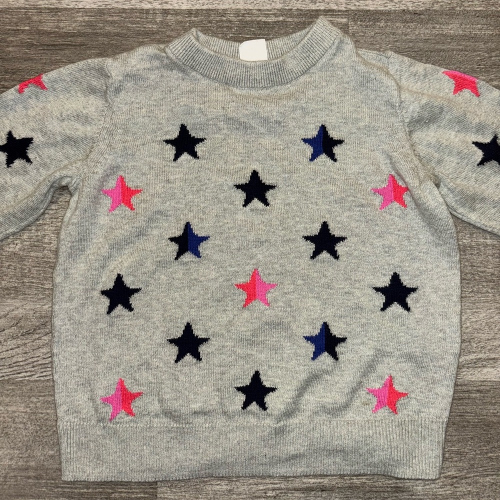 GAP Kids Star Sweater - Gray with Pink and Blue